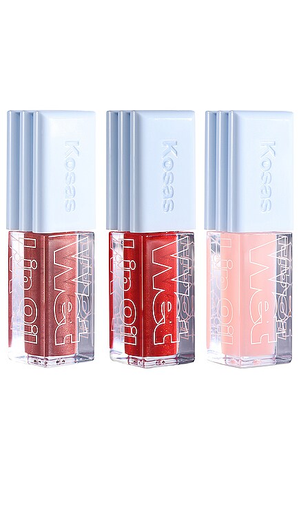The Mini Wet Set Lip Oil Gloss Trio Kosas $25 
