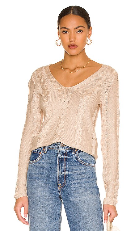 Pia Cable V-Neck Sweater L'AGENCE $320 NEW
