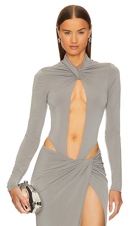 Keyhole Bodysuit With Ruched Neck Detail LaQuan Smith