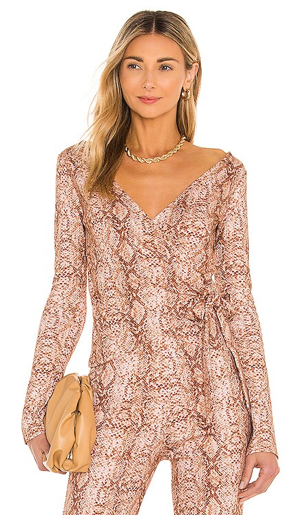 Long Sleeve Wrap Top Lovers + Friends $118 NEW