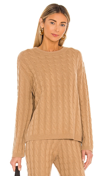 Cashmere Cable Knit Crew Sweater LPA $328 NEW