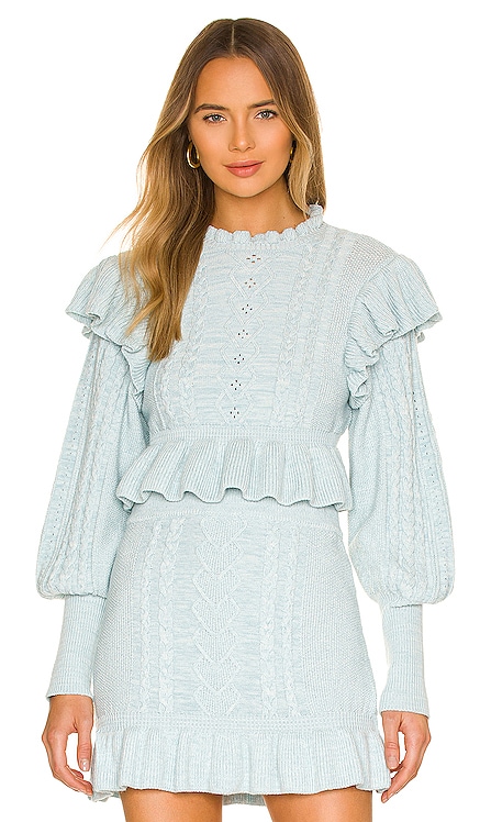 Langley Cable Ruffle Sweater MAJORELLE $198 NEW