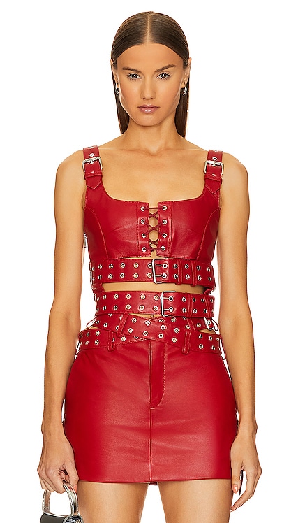 Double Belted Leather Bra Top Monse