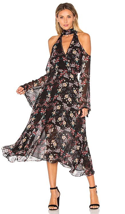 Floral Chain Neck Wrap Front Dress NICHOLAS $595 