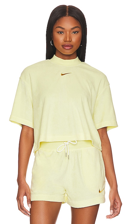 Terry Boat Neck Short Sleeve Top Nike