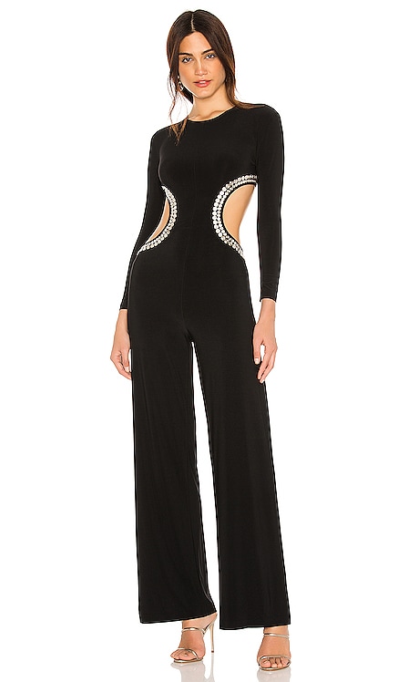 Stud Long Sleeve Cut Out Jumpsuit Norma Kamali $375 