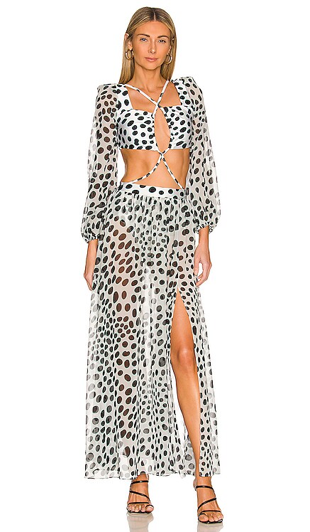 Bossa Long Sleeve Cutout Dress PatBO $775 NEW