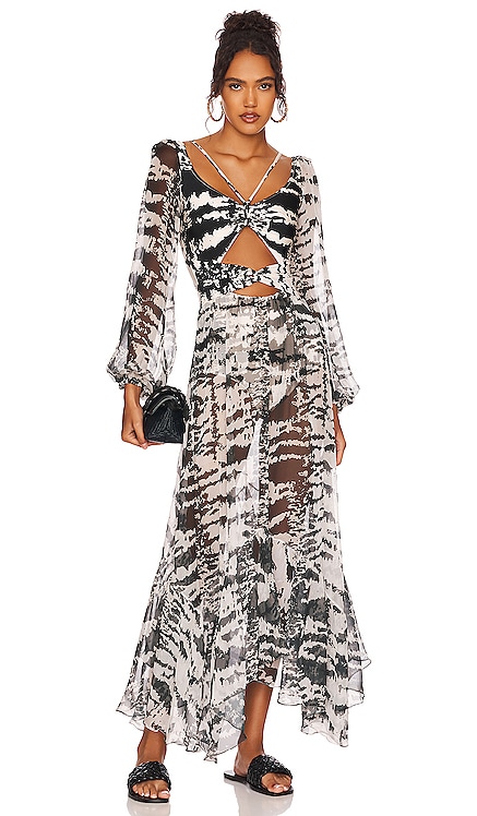 x Alessandra Ambrosio Printed Cutout Dress PatBO