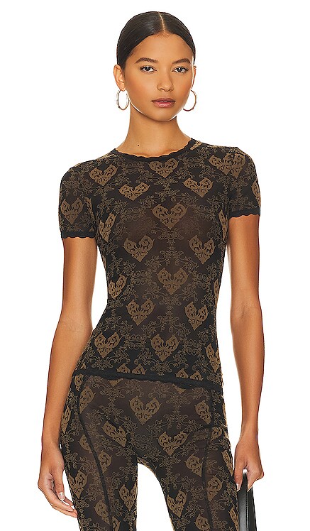 Scarlett Tee Flocked Mesh Fitted T-Shirt Poster Girl