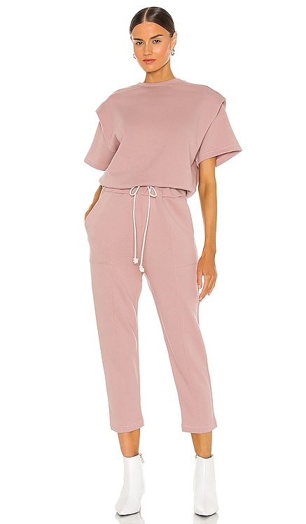 Clarisse French Terry Shoulder Pleat Jumpsuit PISTOLA $148 