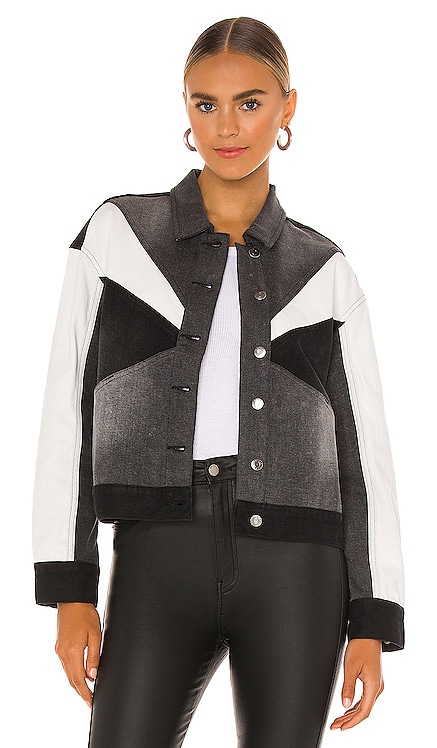 Willow Colorblock Boxy Denim Jacket PISTOLA $178 