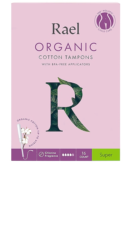 Organic Cotton Super Tampons with BPA-Free Applicator Rael