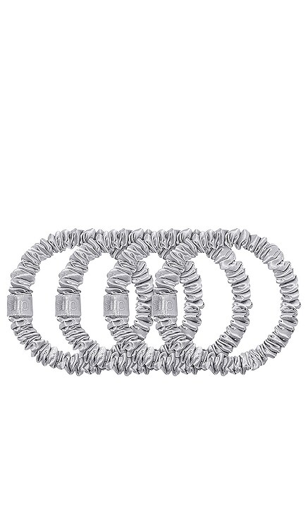 Skinny Scrunchies 4 Pack In Silver slip