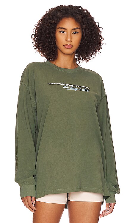 DONT WAIT TO CELEBRATE Small Wins Long Sleeve Tee in Olive. Revolve Women Clothing T-shirts Long Sleeved T-shirts 