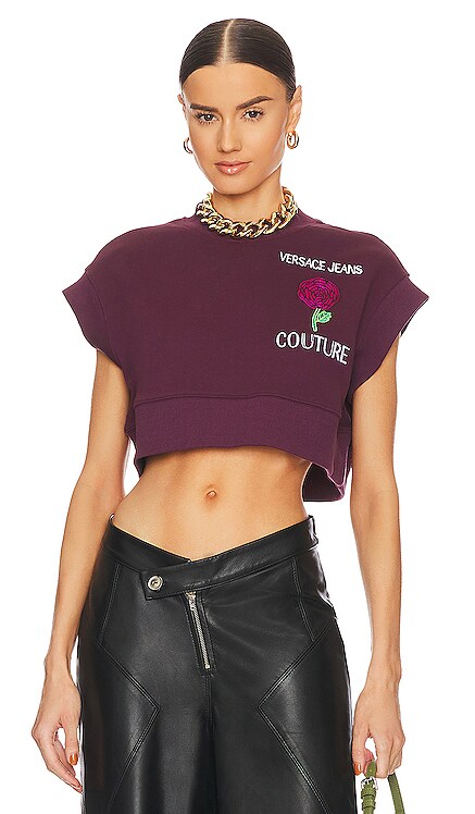 Short Sleeve Roses Sweatshirt Versace Jeans Couture