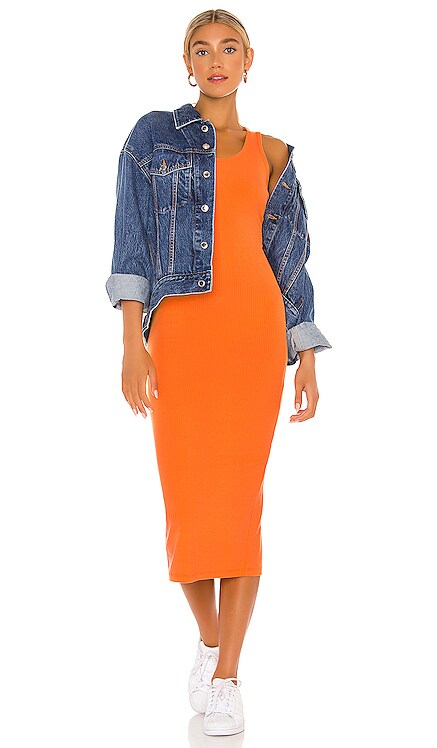 orange denim dress