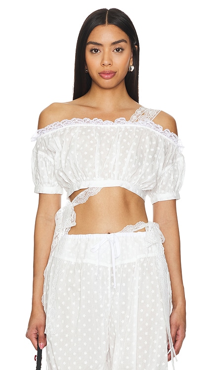 Embroidered Ruched Crop Top Yuhan Wang
