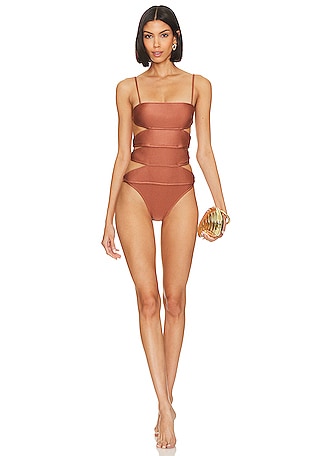 Hunza G Zadie Nile Bikini Set in Metallic Chestnut