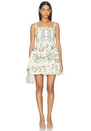 green emerald velvet dress Juliette Embroidered Mini Dress