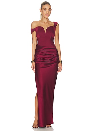 Off Shoulder Longline Sweetheart Drape Column Dress Alex Perry $2,800 