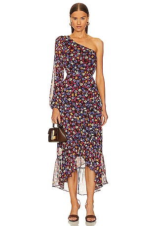 open lace back dress Imelda One Shoulder Floral Maxi Dress main image 1