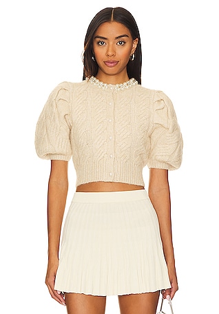 PALMIRA DRESS Puff Sleeve Crop Blouse with Cross Tie Back and High