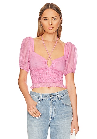 Eyelet Square Neck Balloon Sleeve Bustier Top – ASTR The Label