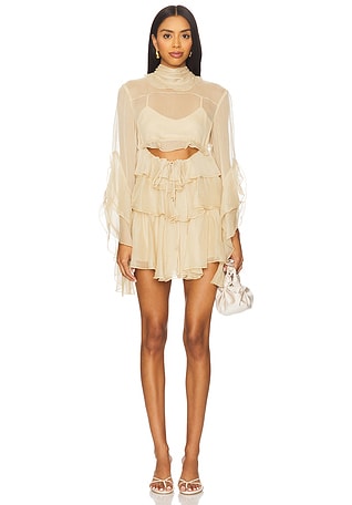 shop beige dress Shell Waisted Midi Dress To Beige Shell / XL PF2026 neckline and elastic at Shop Black Dress the Color:BABY BEIGE