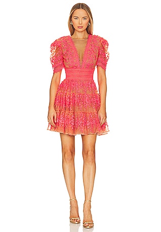 Coral Ruffle V Neck outlet Mini Wrap Dress Size Large