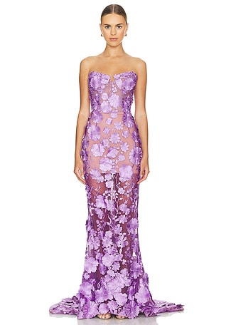 formal embroidered dress Hana Colorful Floral Embroidered Wedding Dress with Fit and Flare Body main image 0