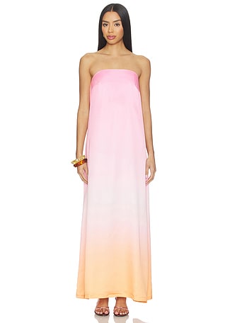 chinese dress ladies La Lune Strapless Ruched Bodice Maxi Dress | Lemon | Dresses