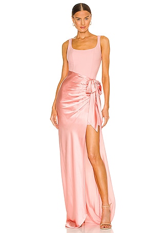 Waverly Satin Halter Dress in Orange