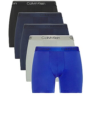 Calvin Klein Men's Micro Stretch 5-Pack Boxer Brief, 2 Blue Shadow