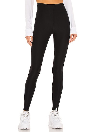 Fashion Jackson Wearing Lululemon Align Pants Black Camo Print White Top  Black Jacket APL Black…