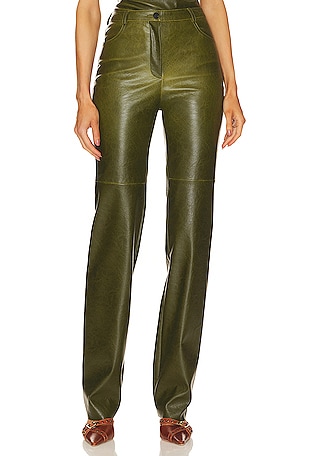 Ambra Metallic Faux-Leather Pants