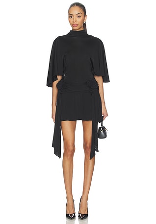 3D Lace Flower Detail Draped Sleeve Mini Dress David Koma $1,585 