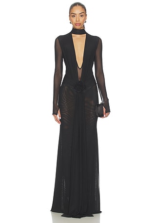 V-Neck Long Sleeve Mesh Gown David Koma $2,160 