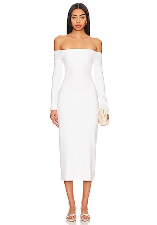 NEW M Enza Costa Cashmere Long Sleeve Turtleneck Dress White REVOLVE MSRP  $297