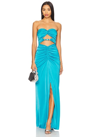 chinese dress ladies La Lune Strapless Ruched Bodice Maxi Dress | Sage | Dresses