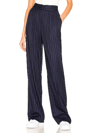 Malcolm Navy Blue and White Striped Wide-Leg Pants
