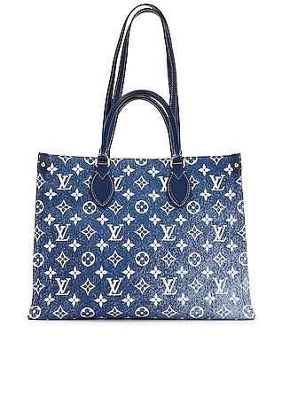 FWRD Renew Louis Vuitton Denim Monogram Neo Speedy Top Handle Satchel Bag  in Blue