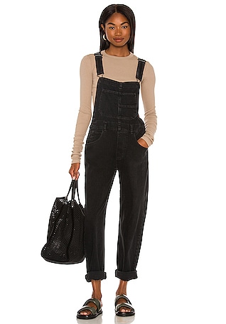 Asos Design Denim Square Neck Fitted Overalls In Midwash-blues | ModeSens