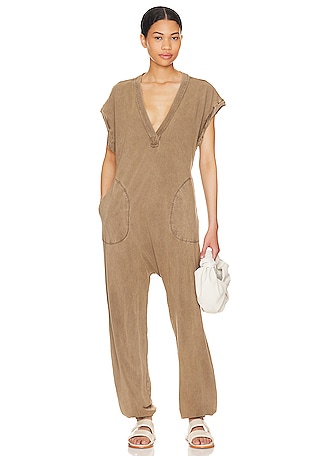 Kioto Jumpsuit With Short Sleeves Cotton - S / beige in 2023  Womens blue  jumpsuit, Jumpsuit with sleeves, Short sleeve jumpsuits