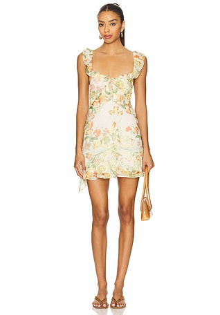 light pink mini slip dress Arella Halter Coquette Satin Mini Dress