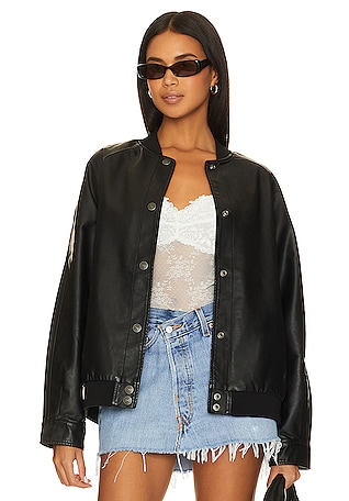Allure Faux Leather Bomber Jacket | US 0 | Cloud | Womens | Lioness