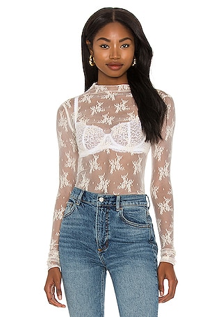 Free People U Into This Lace Long Sleeve Shirt