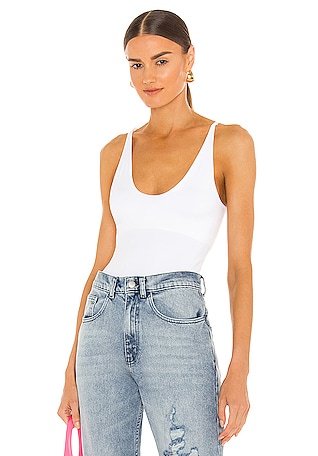 $58 Free People Women's Solid White Square Neck Short Sleeve