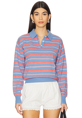 Collegiate Stripe Polo Cashmere Sweater Guest In Residence $395 