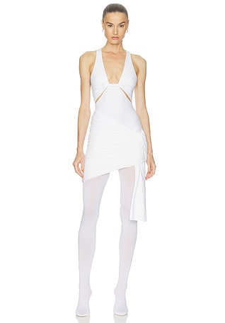 giovanna white asymmetric maxi dress with wrap skirt Giovanna Linen Maxi Dress