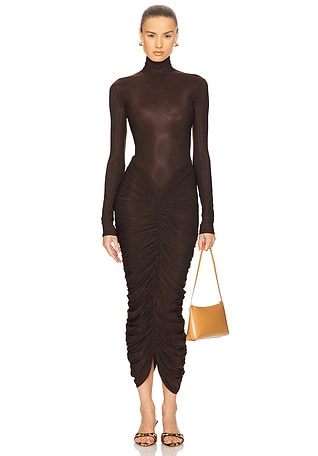 The Super Sheer Ruched Dress Helsa $369 